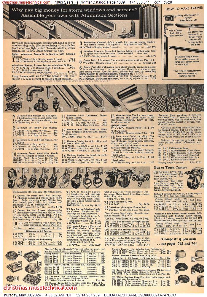 1963 Sears Fall Winter Catalog, Page 1039