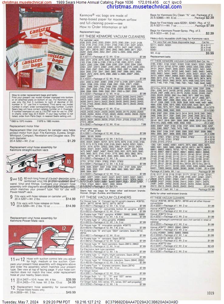1989 Sears Home Annual Catalog, Page 1036