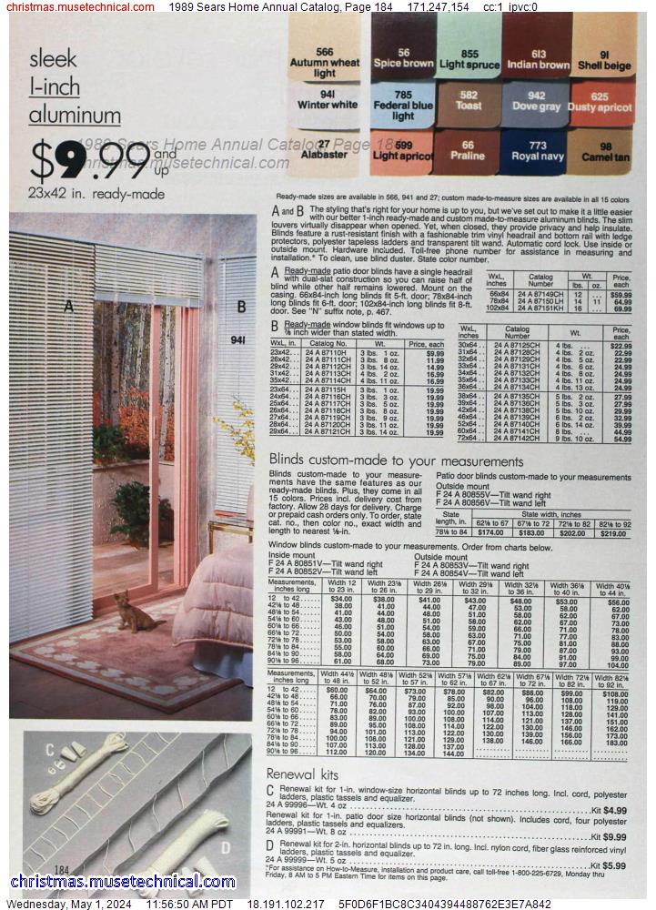 1989 Sears Home Annual Catalog, Page 184