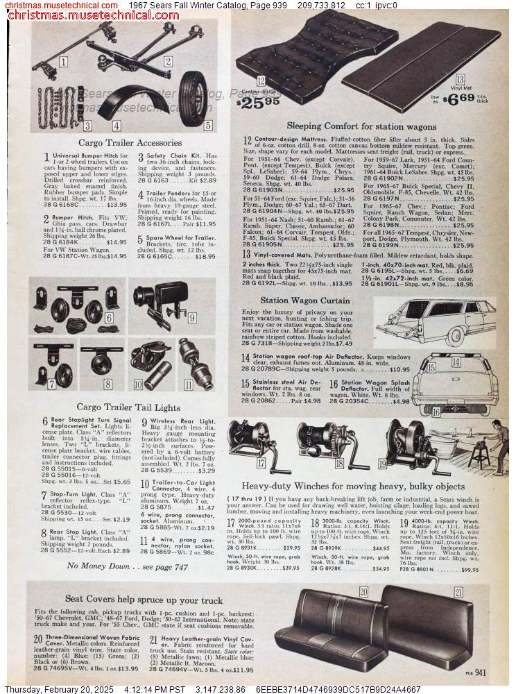 1967 Sears Fall Winter Catalog, Page 939