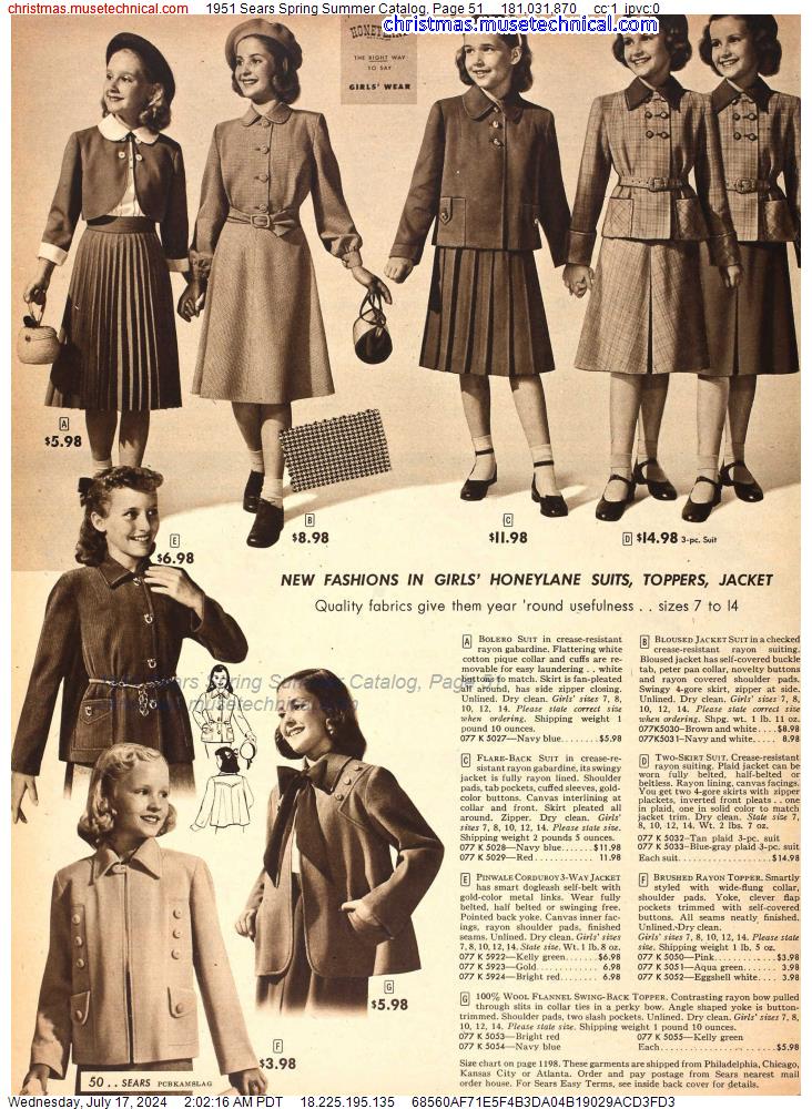 1951 Sears Spring Summer Catalog, Page 51