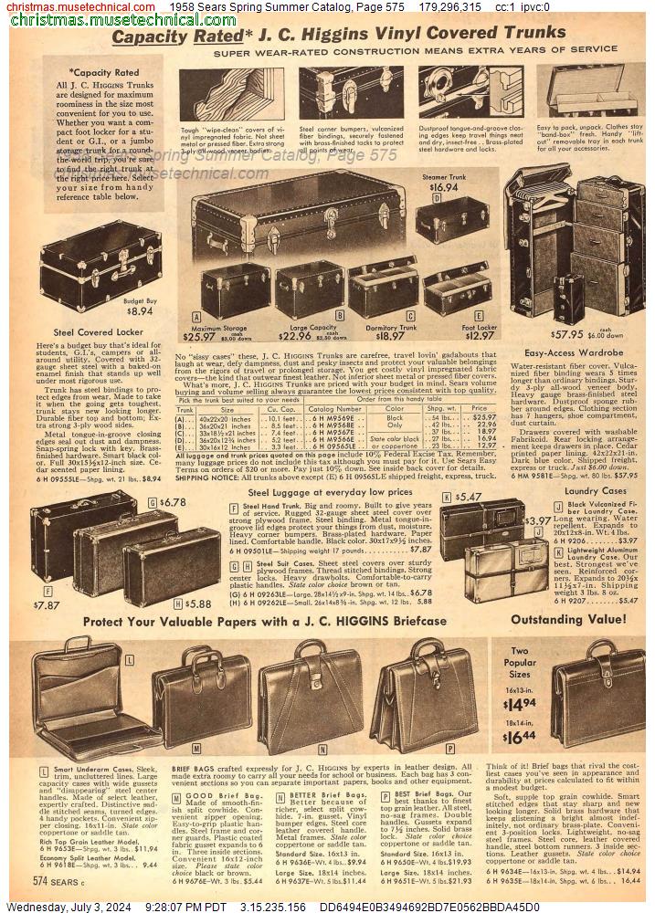 1958 Sears Spring Summer Catalog, Page 575