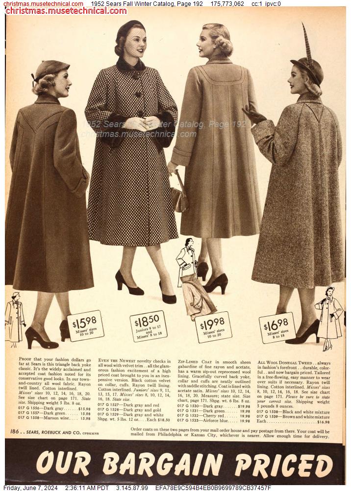 1952 Sears Fall Winter Catalog, Page 192