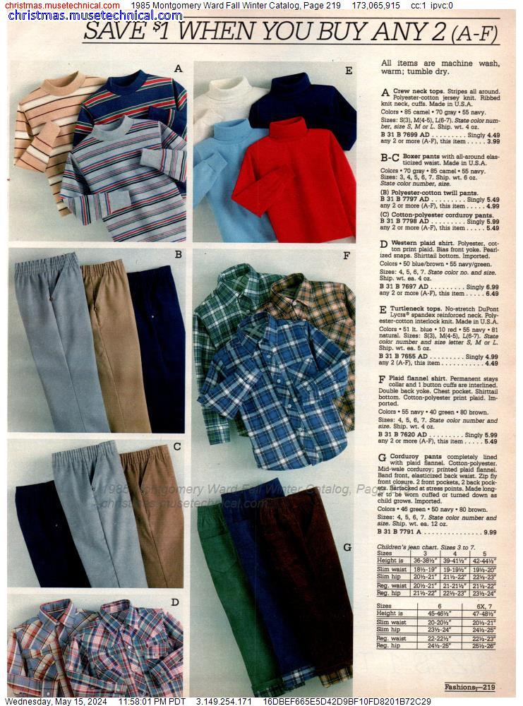 1985 Montgomery Ward Fall Winter Catalog, Page 219