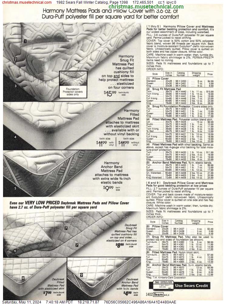 1982 Sears Fall Winter Catalog, Page 1398