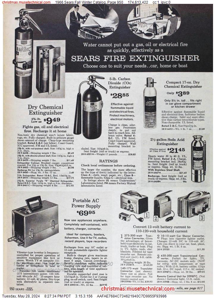 1966 Sears Fall Winter Catalog, Page 950