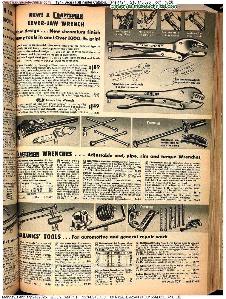 1947 Sears Fall Winter Catalog, Page 1121