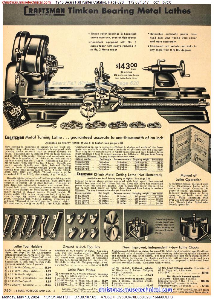 1945 Sears Fall Winter Catalog, Page 620
