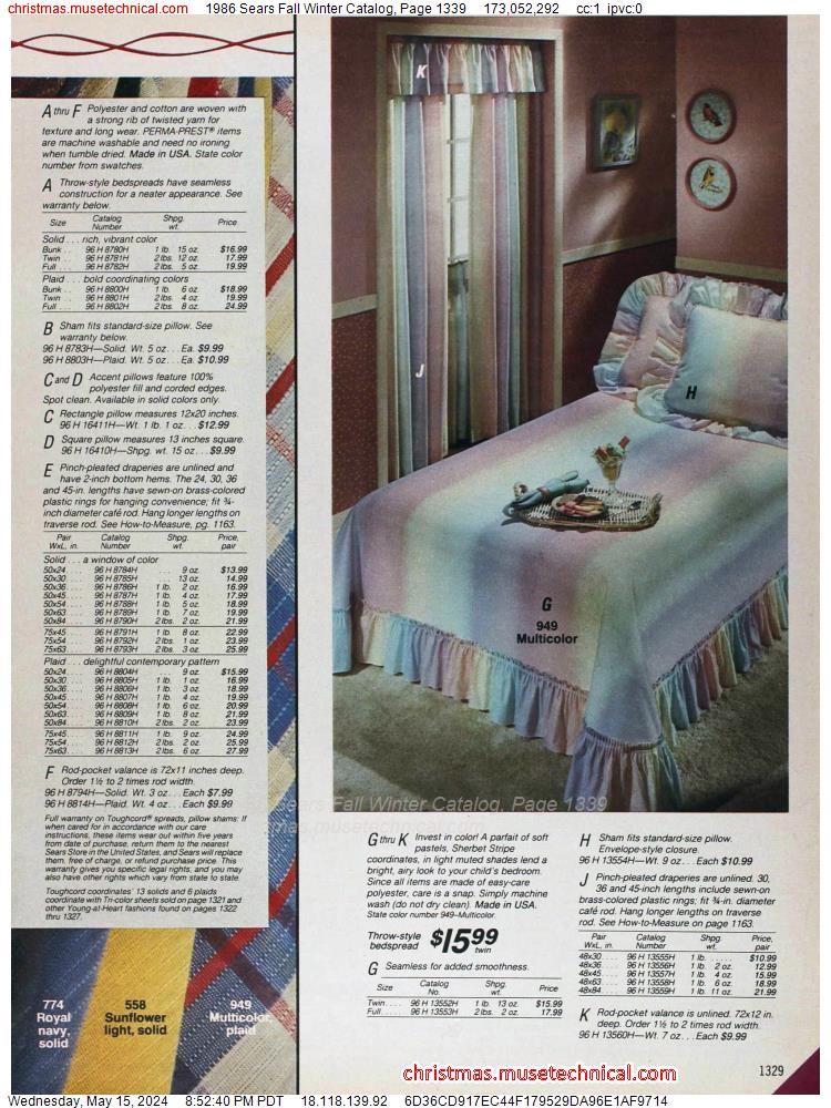 1986 Sears Fall Winter Catalog, Page 1339