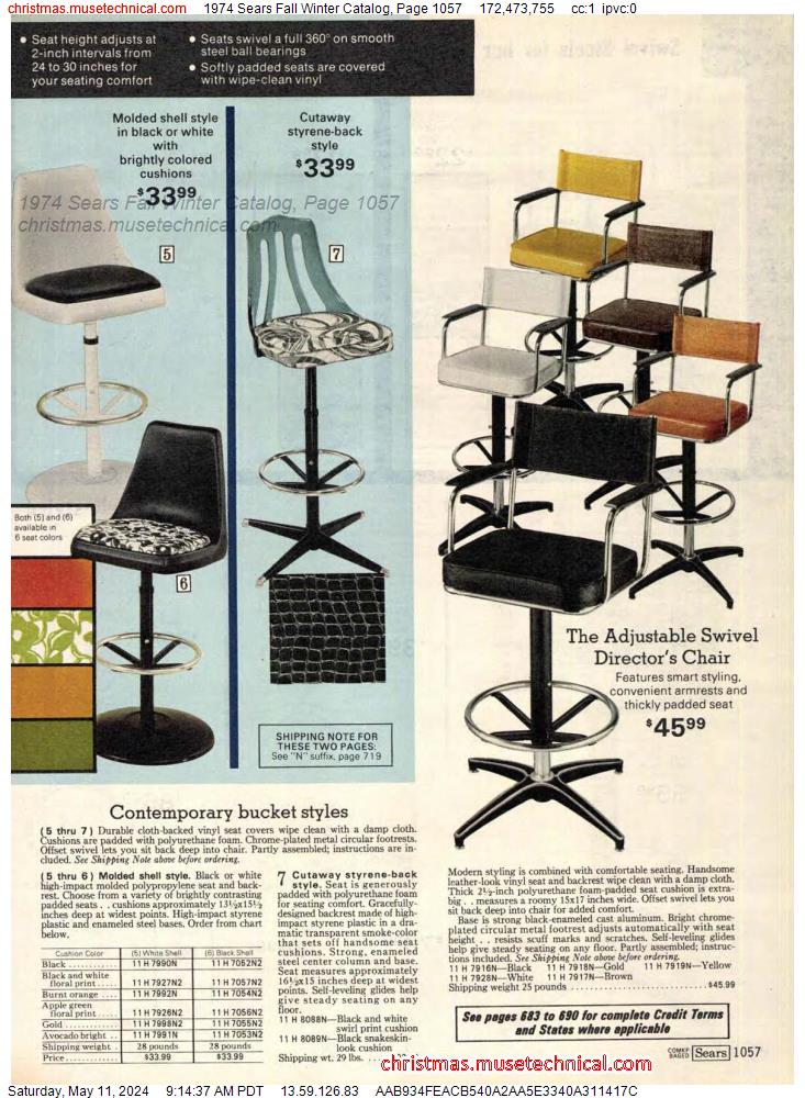 1974 Sears Fall Winter Catalog, Page 1057
