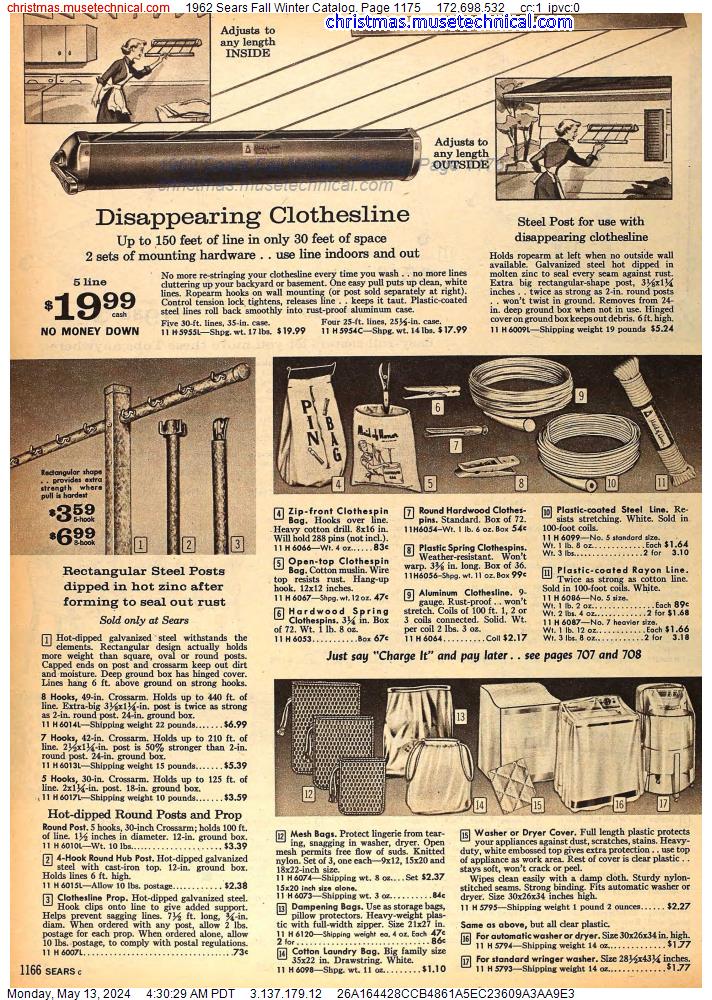 1962 Sears Fall Winter Catalog, Page 1175