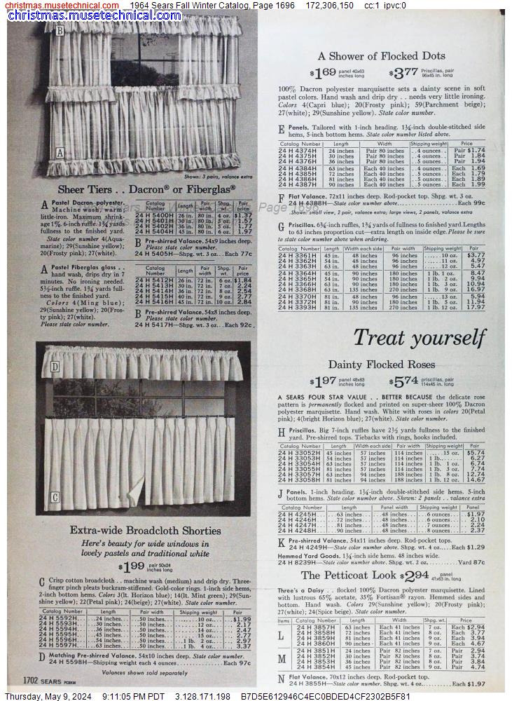 1964 Sears Fall Winter Catalog, Page 1696