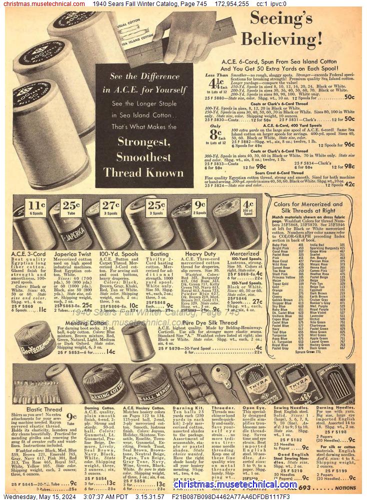 1940 Sears Fall Winter Catalog, Page 745
