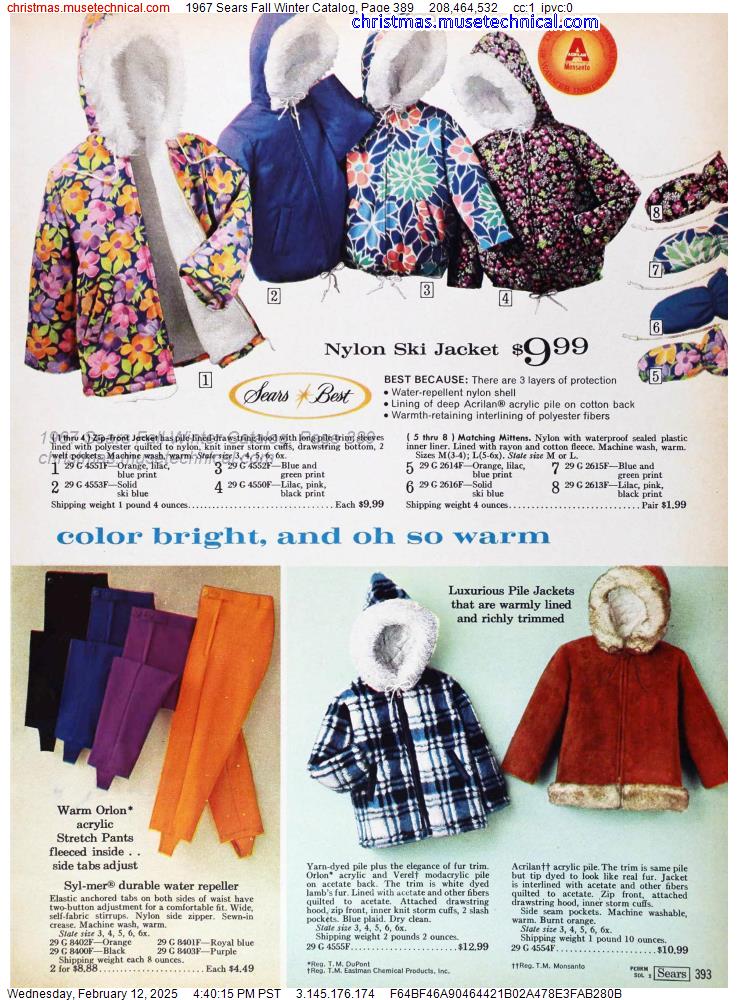 1967 Sears Fall Winter Catalog, Page 389