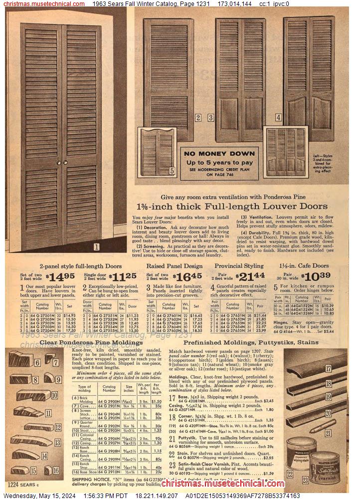 1963 Sears Fall Winter Catalog, Page 1231