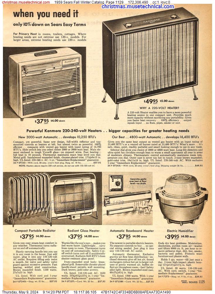 1959 Sears Fall Winter Catalog, Page 1129