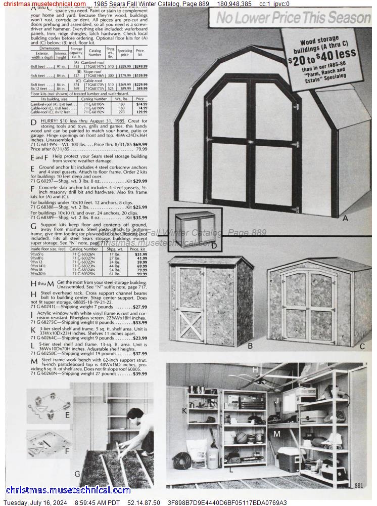 1985 Sears Fall Winter Catalog, Page 889