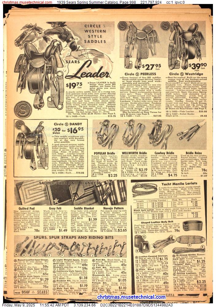 1939 Sears Spring Summer Catalog, Page 998