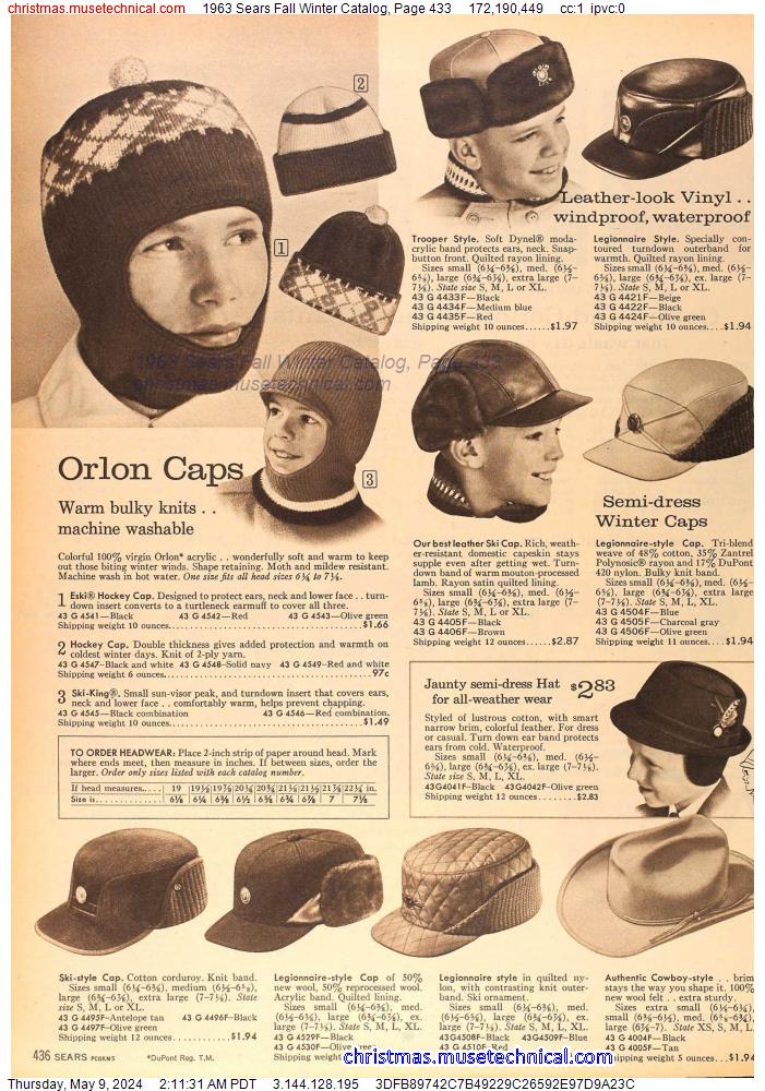 1963 Sears Fall Winter Catalog, Page 433