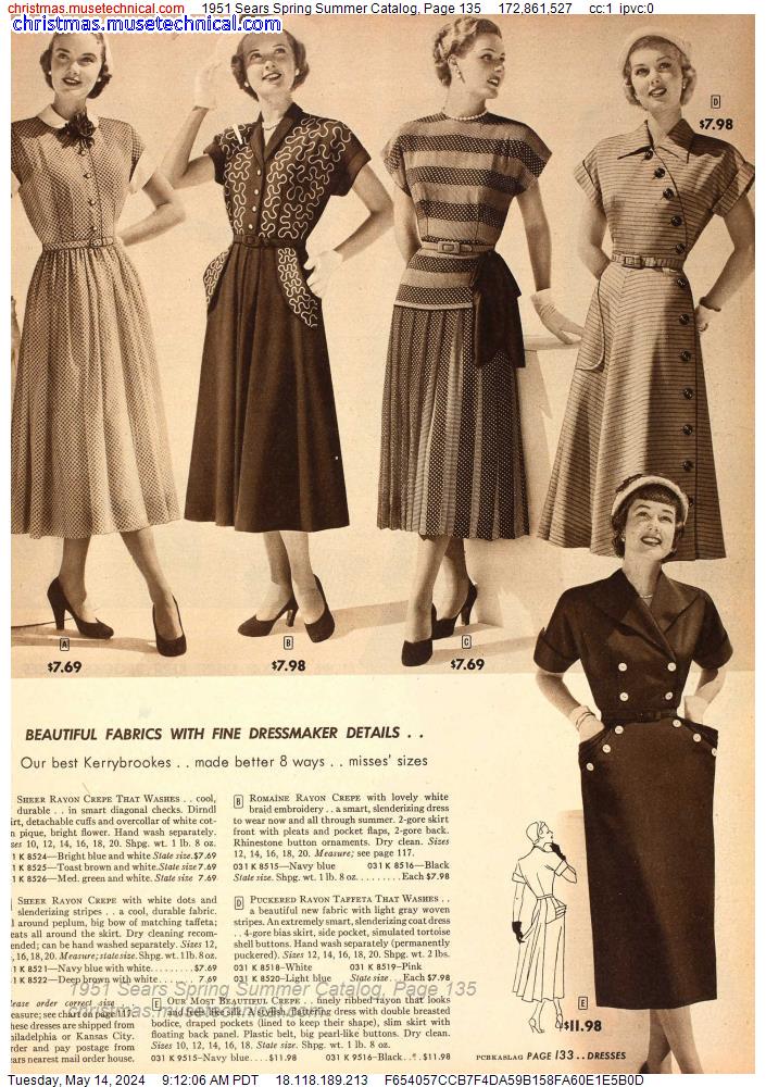 1951 Sears Spring Summer Catalog, Page 135