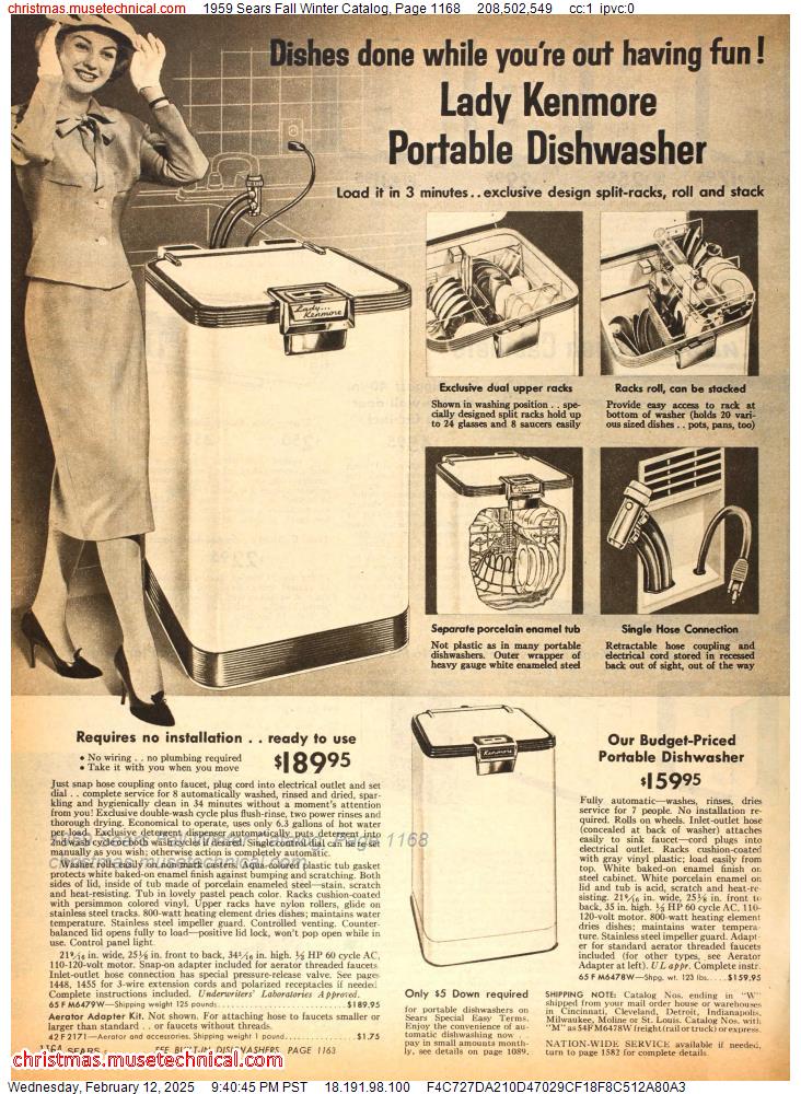 1959 Sears Fall Winter Catalog, Page 1168