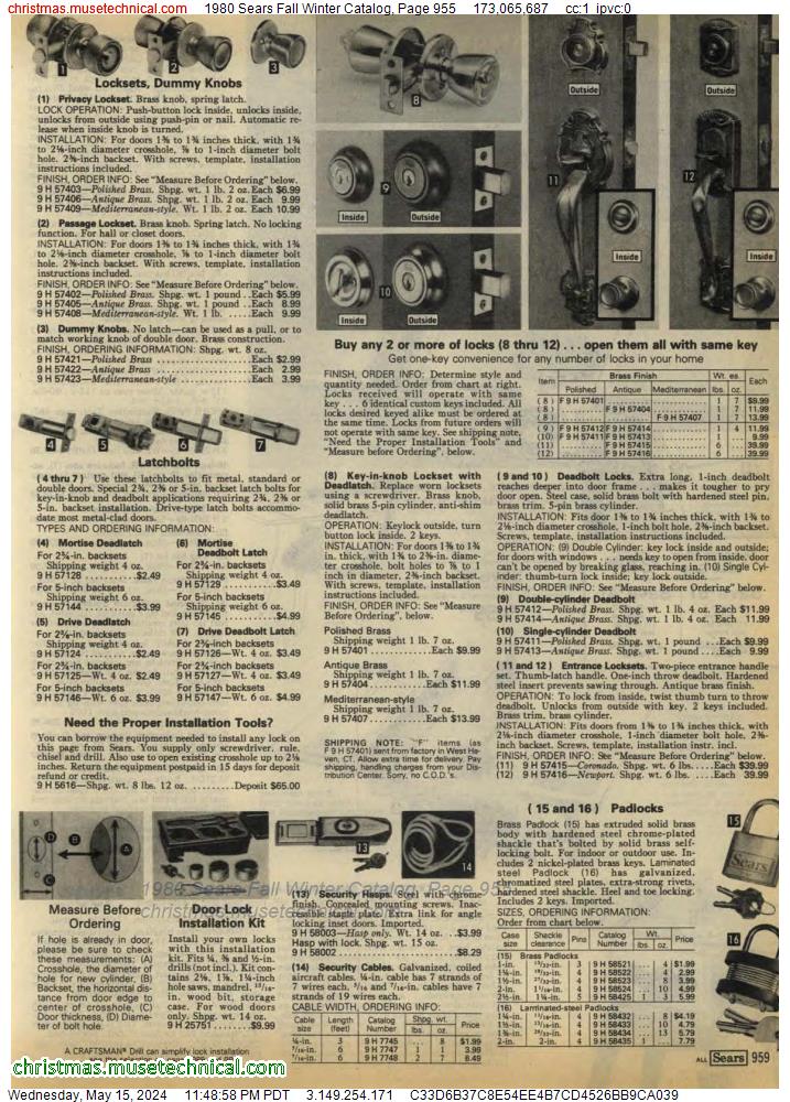 1980 Sears Fall Winter Catalog, Page 955