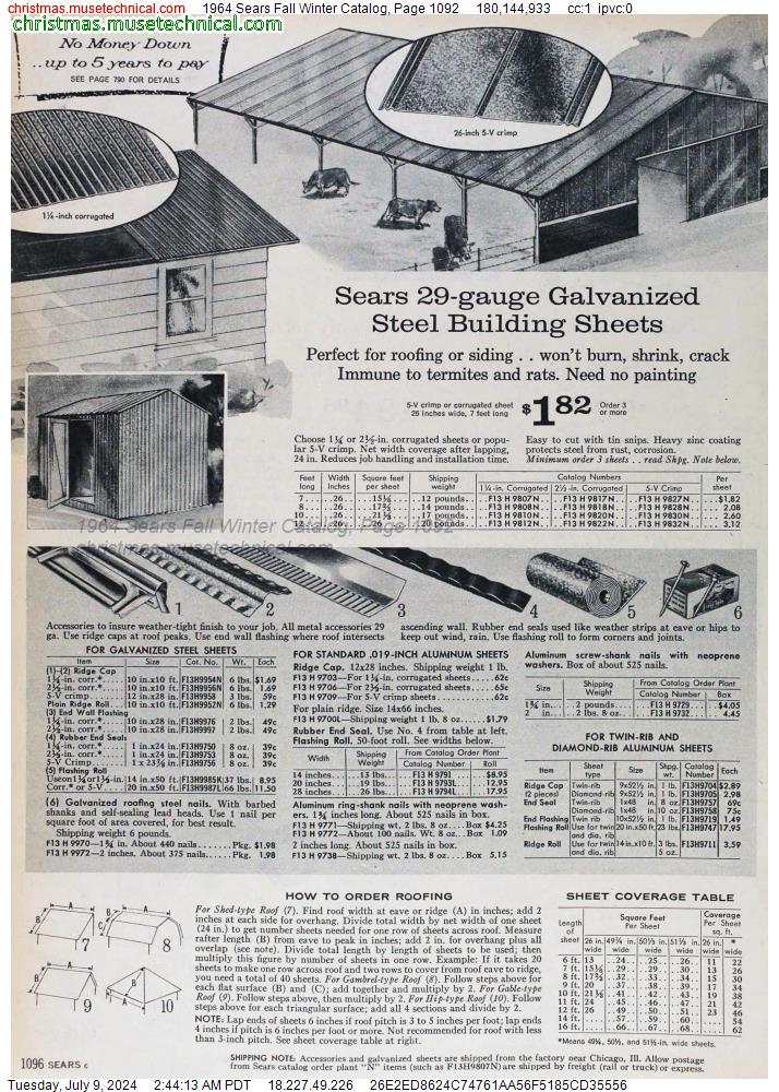 1964 Sears Fall Winter Catalog, Page 1092