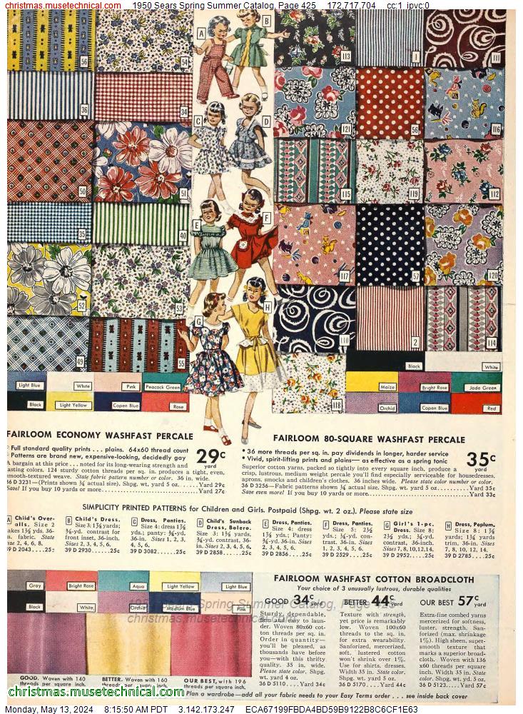 1950 Sears Spring Summer Catalog, Page 425
