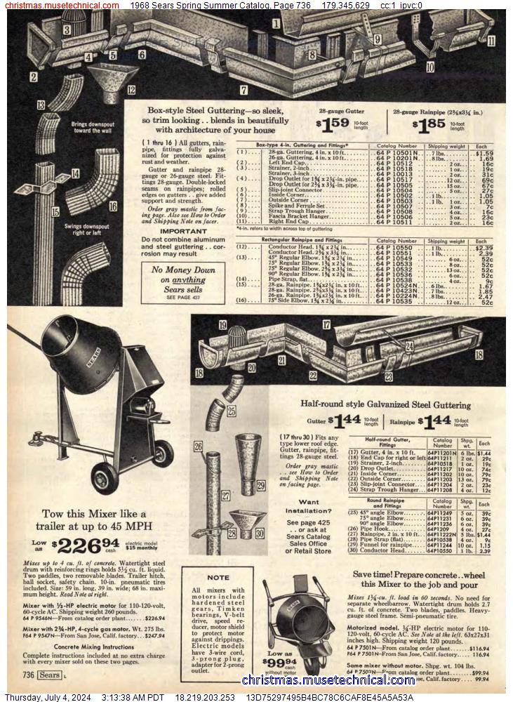 1968 Sears Spring Summer Catalog, Page 736
