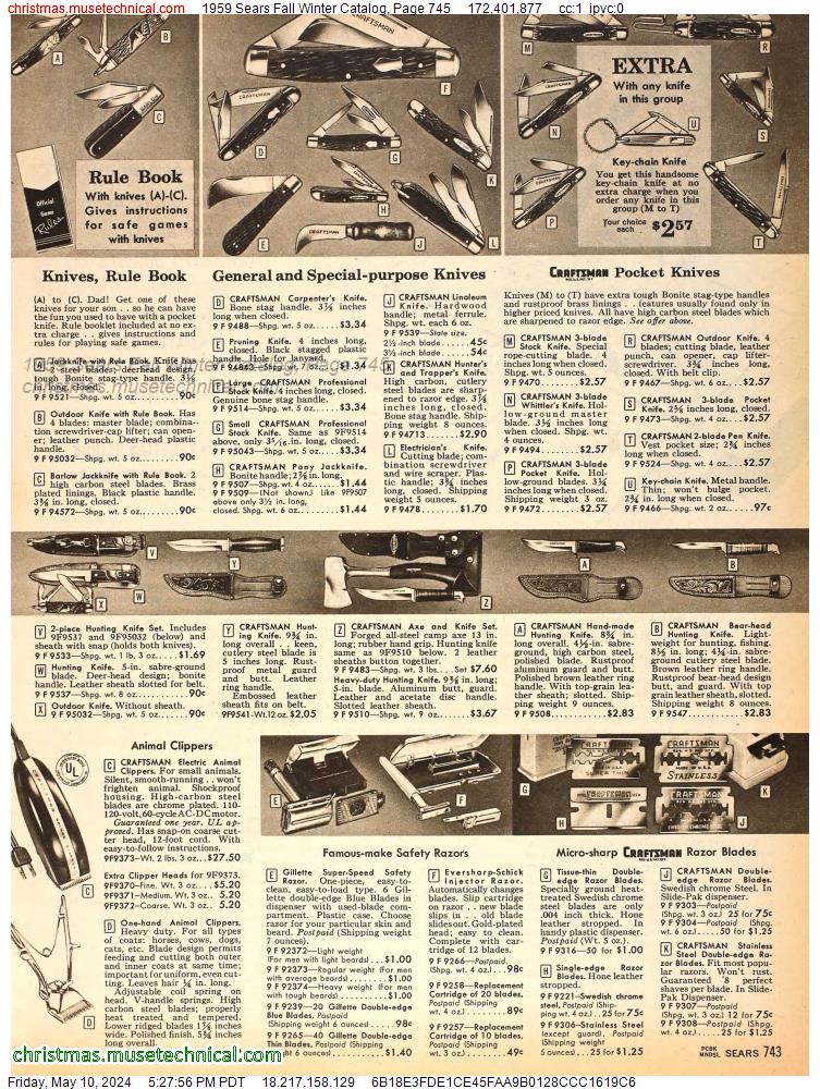 1959 Sears Fall Winter Catalog, Page 745