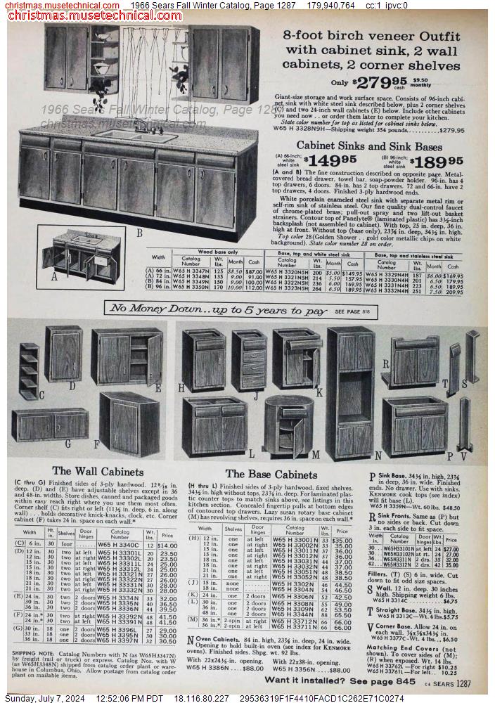 1966 Sears Fall Winter Catalog, Page 1287