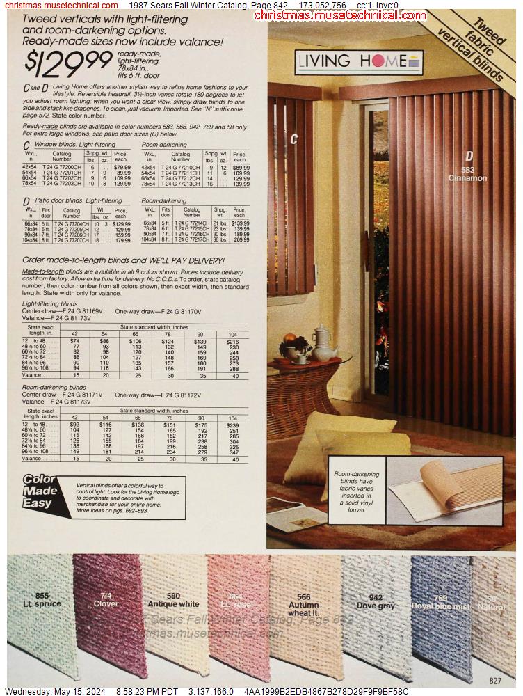 1987 Sears Fall Winter Catalog, Page 842
