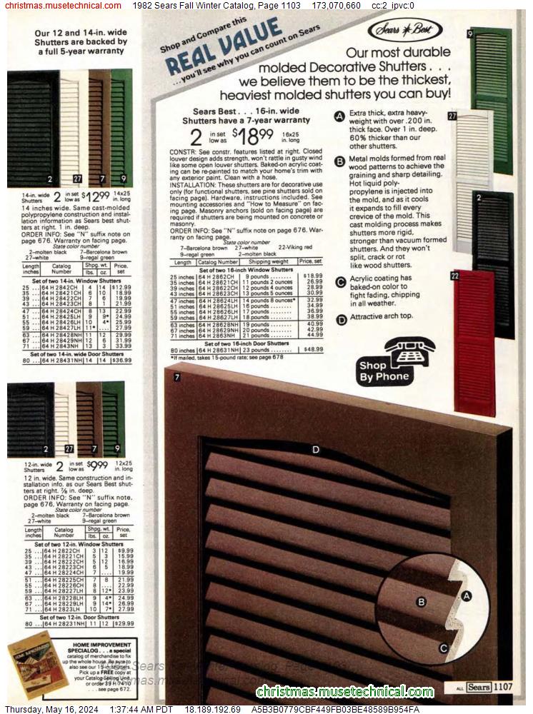 1982 Sears Fall Winter Catalog, Page 1103