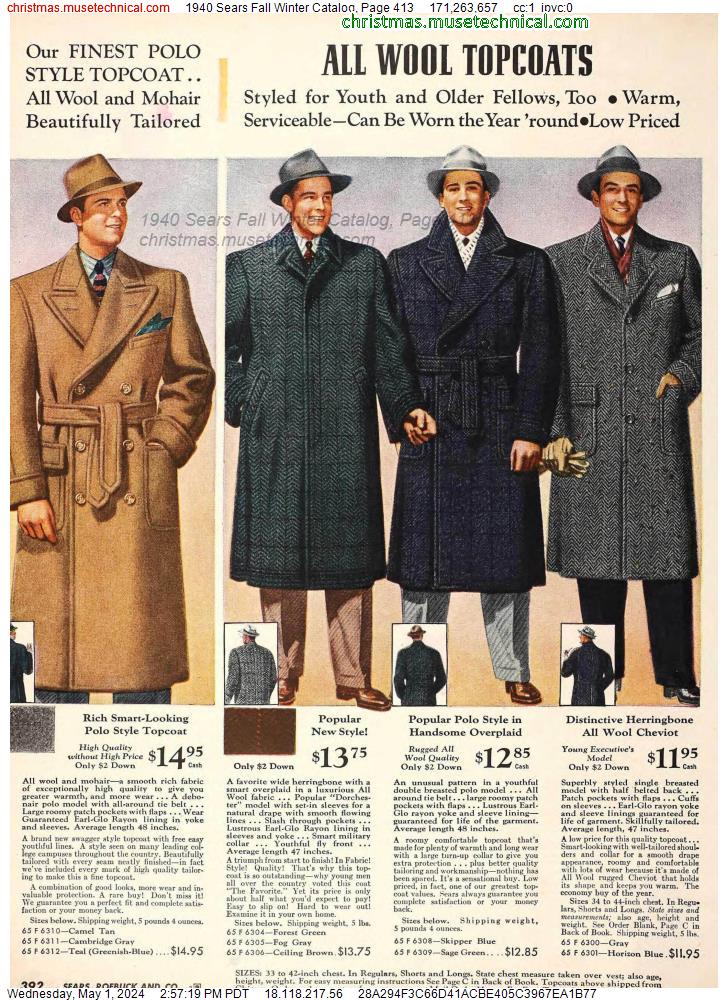 1940 Sears Fall Winter Catalog, Page 413