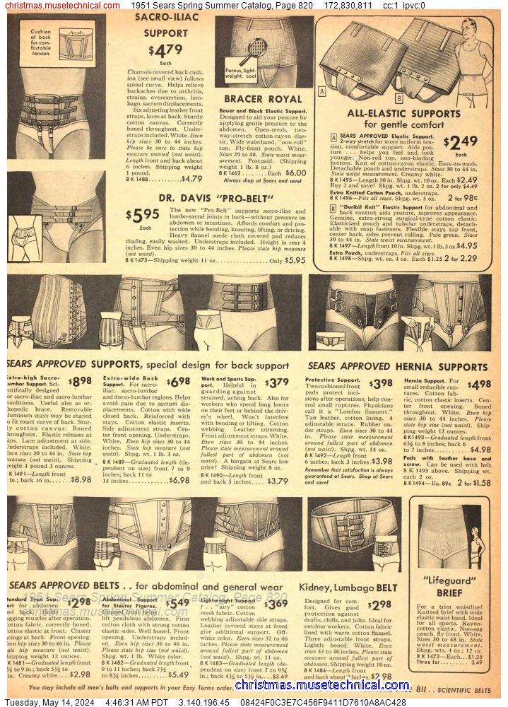 1951 Sears Spring Summer Catalog, Page 820