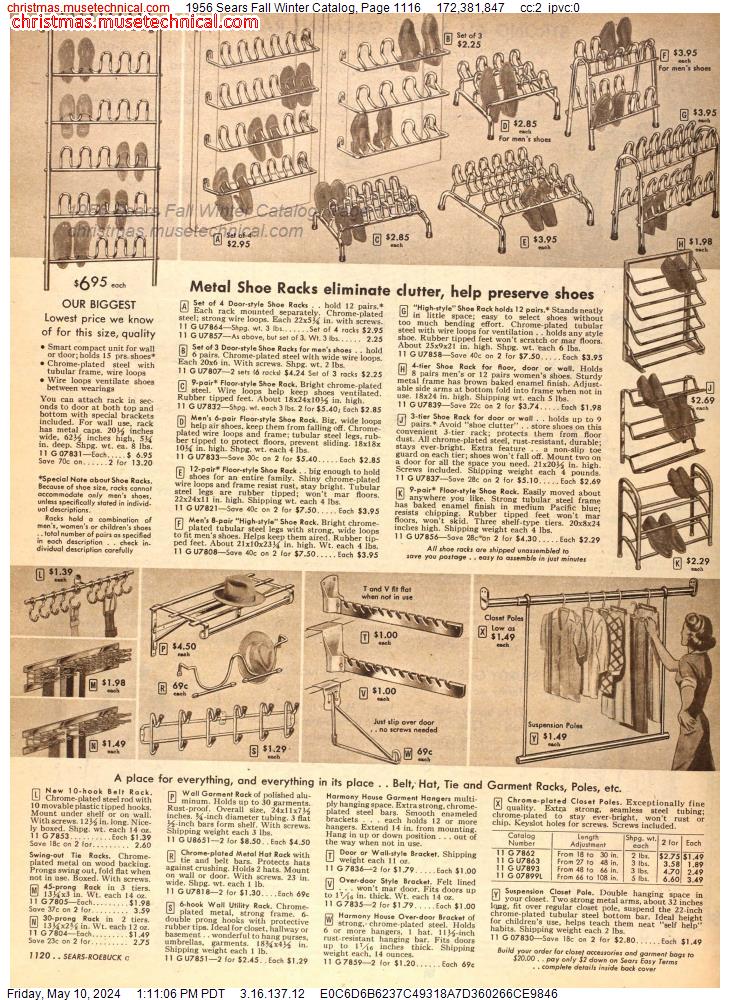 1956 Sears Fall Winter Catalog, Page 1116