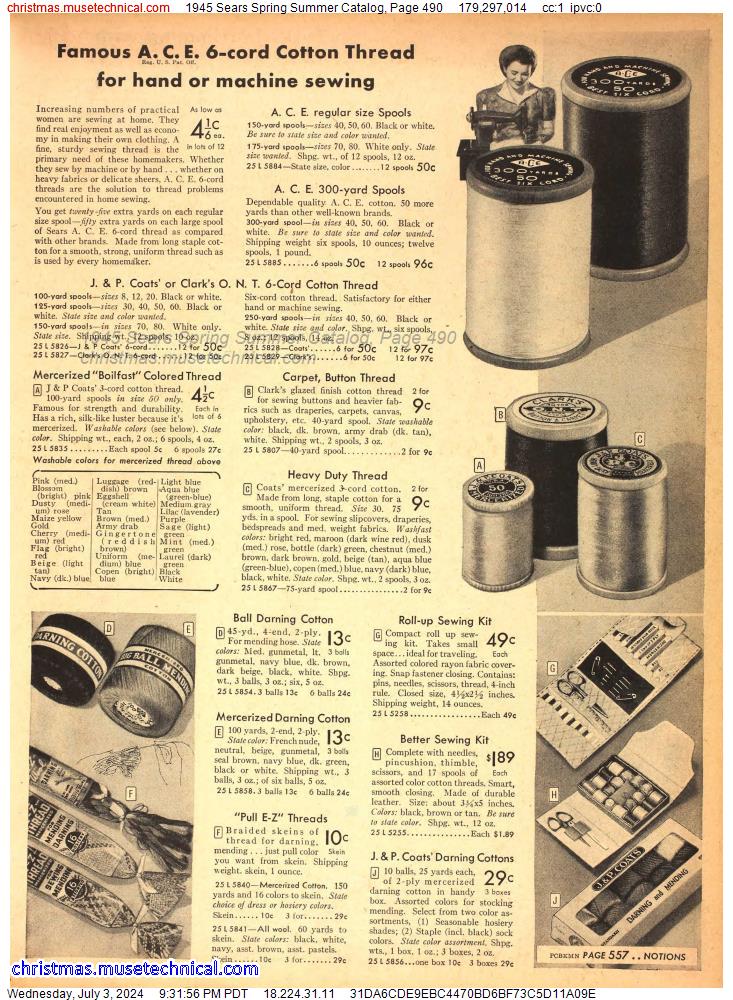 1945 Sears Spring Summer Catalog, Page 490