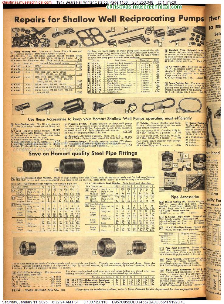 1947 Sears Fall Winter Catalog, Page 1166