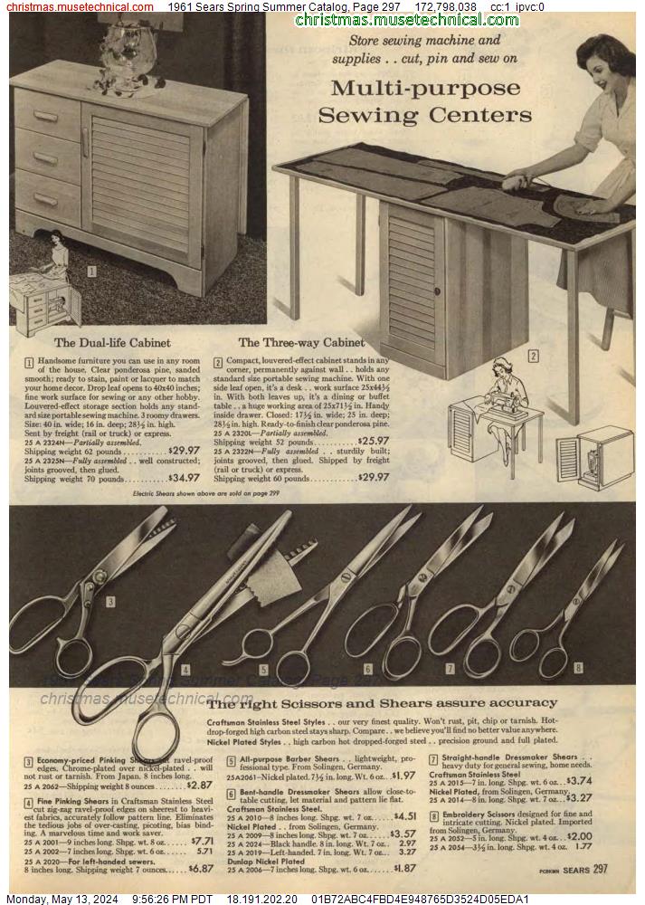 1961 Sears Spring Summer Catalog, Page 297