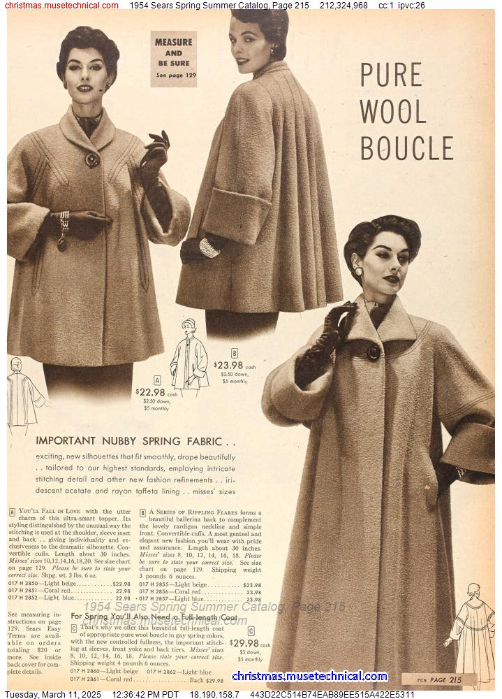 1954 Sears Spring Summer Catalog, Page 215