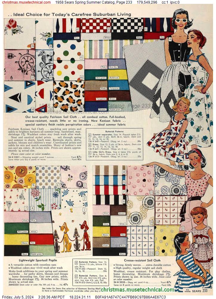 1958 Sears Spring Summer Catalog, Page 233