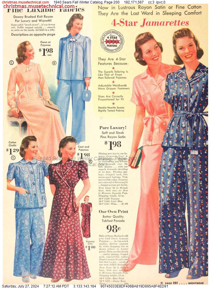 1940 Sears Fall Winter Catalog, Page 200