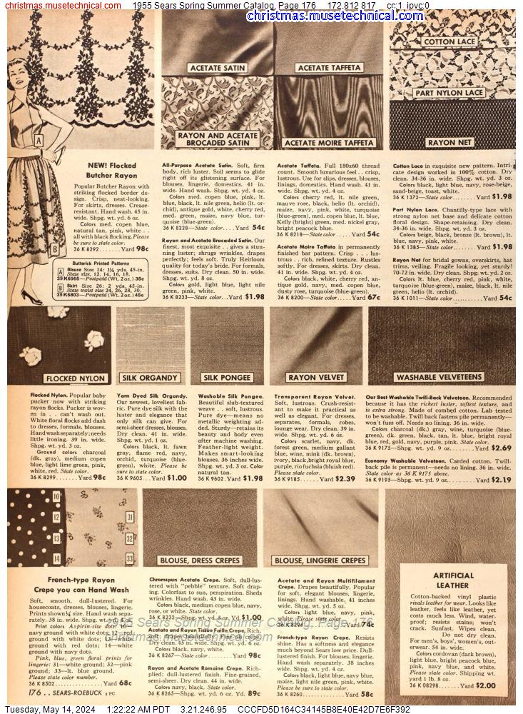1955 Sears Spring Summer Catalog, Page 176