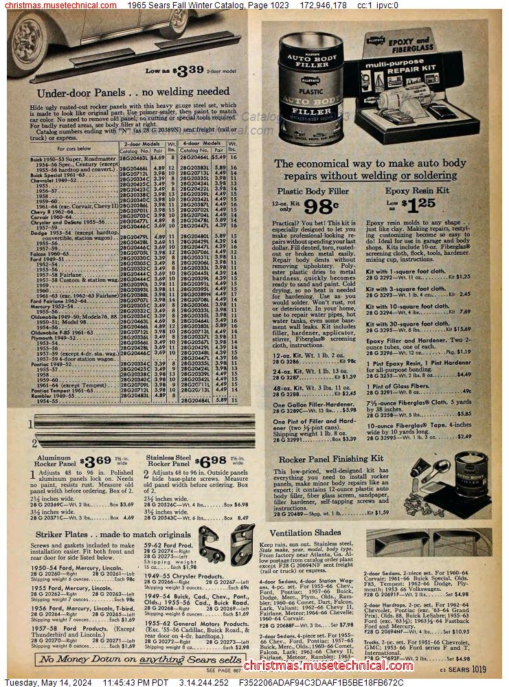 1965 Sears Fall Winter Catalog, Page 1023