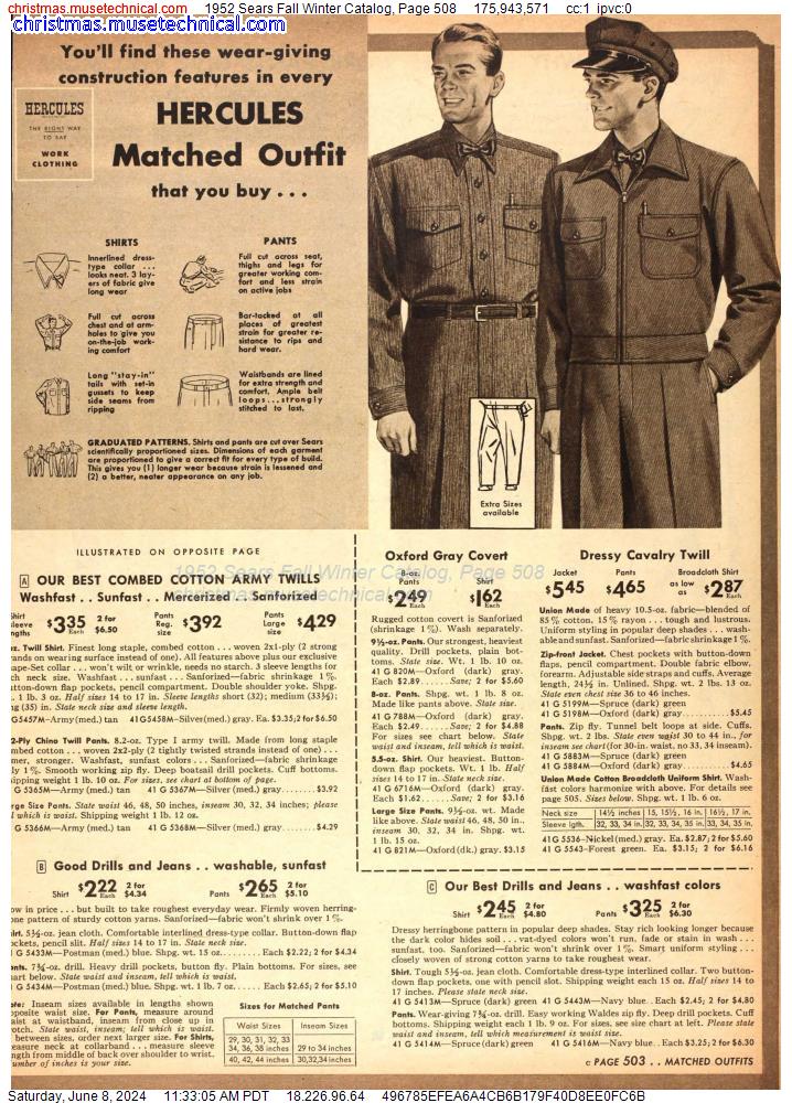 1952 Sears Fall Winter Catalog, Page 508