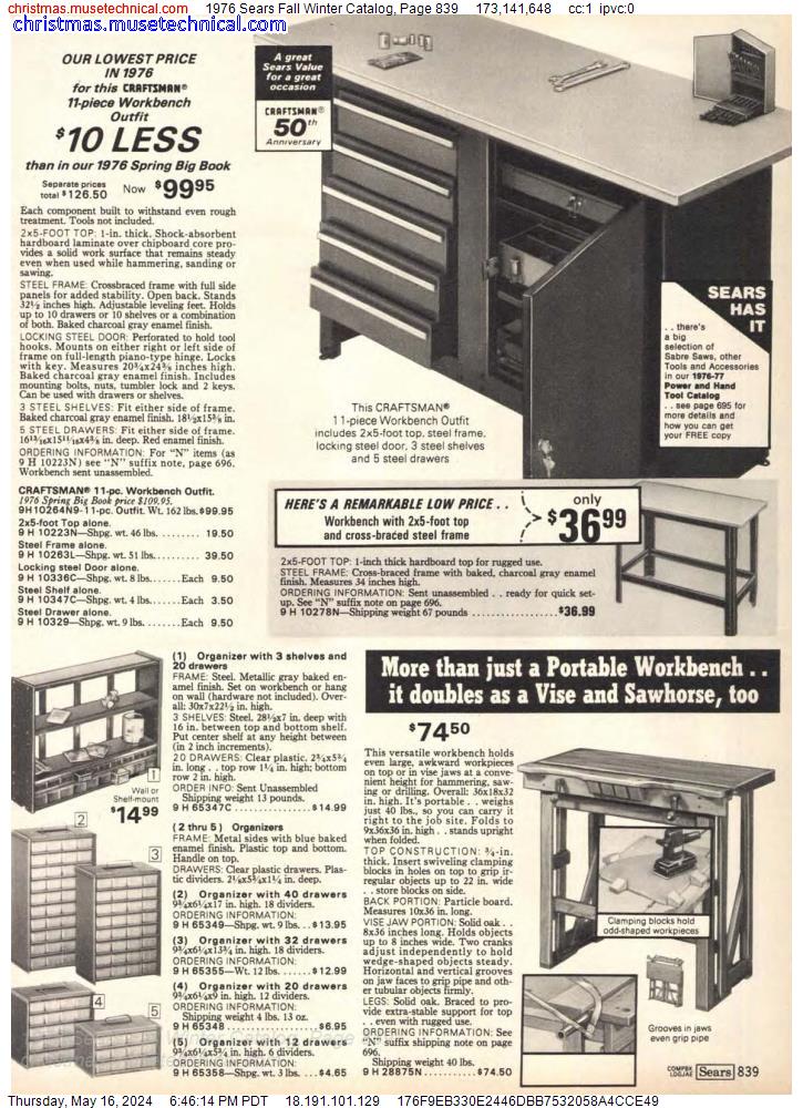 1976 Sears Fall Winter Catalog, Page 839