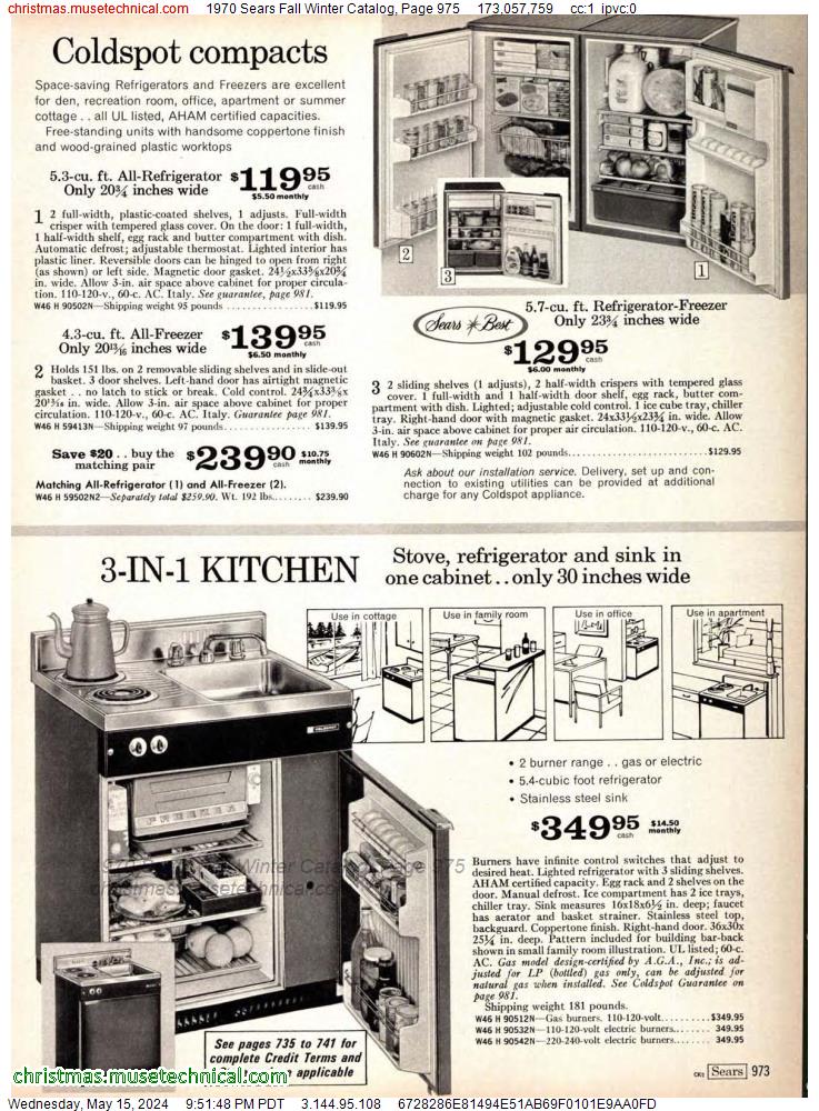 1970 Sears Fall Winter Catalog, Page 975