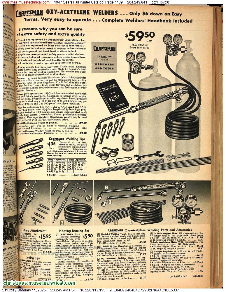 1947 Sears Fall Winter Catalog, Page 1139