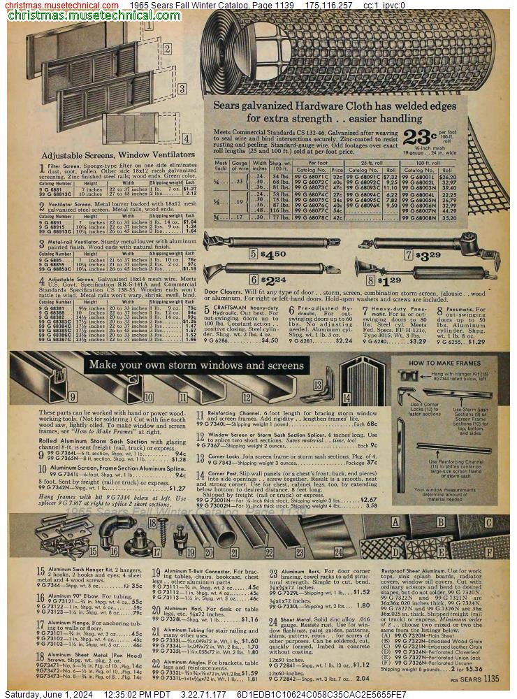 1965 Sears Fall Winter Catalog, Page 1139