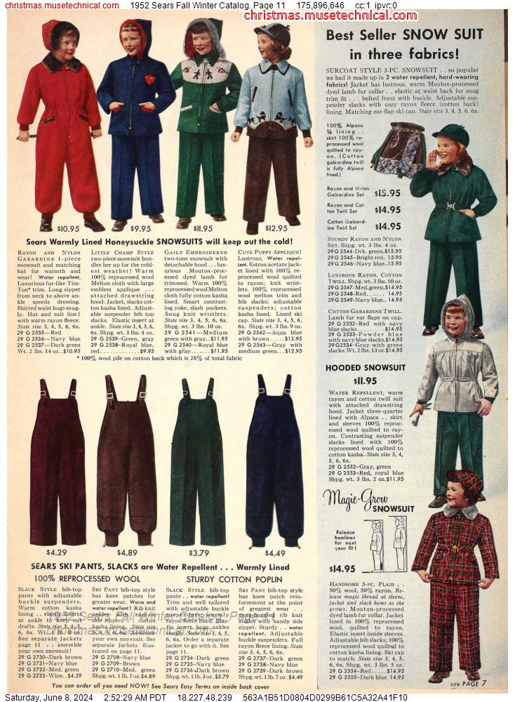 1952 Sears Fall Winter Catalog, Page 11